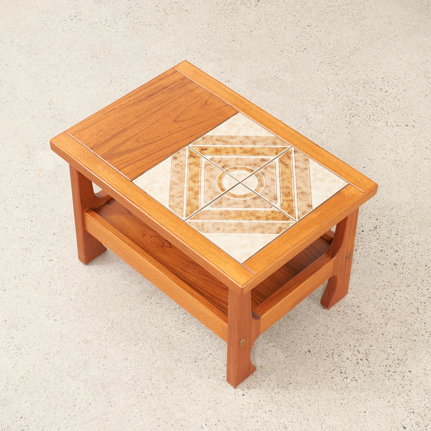 Teak Tile Top Side Table w/ Shelf - Image 5