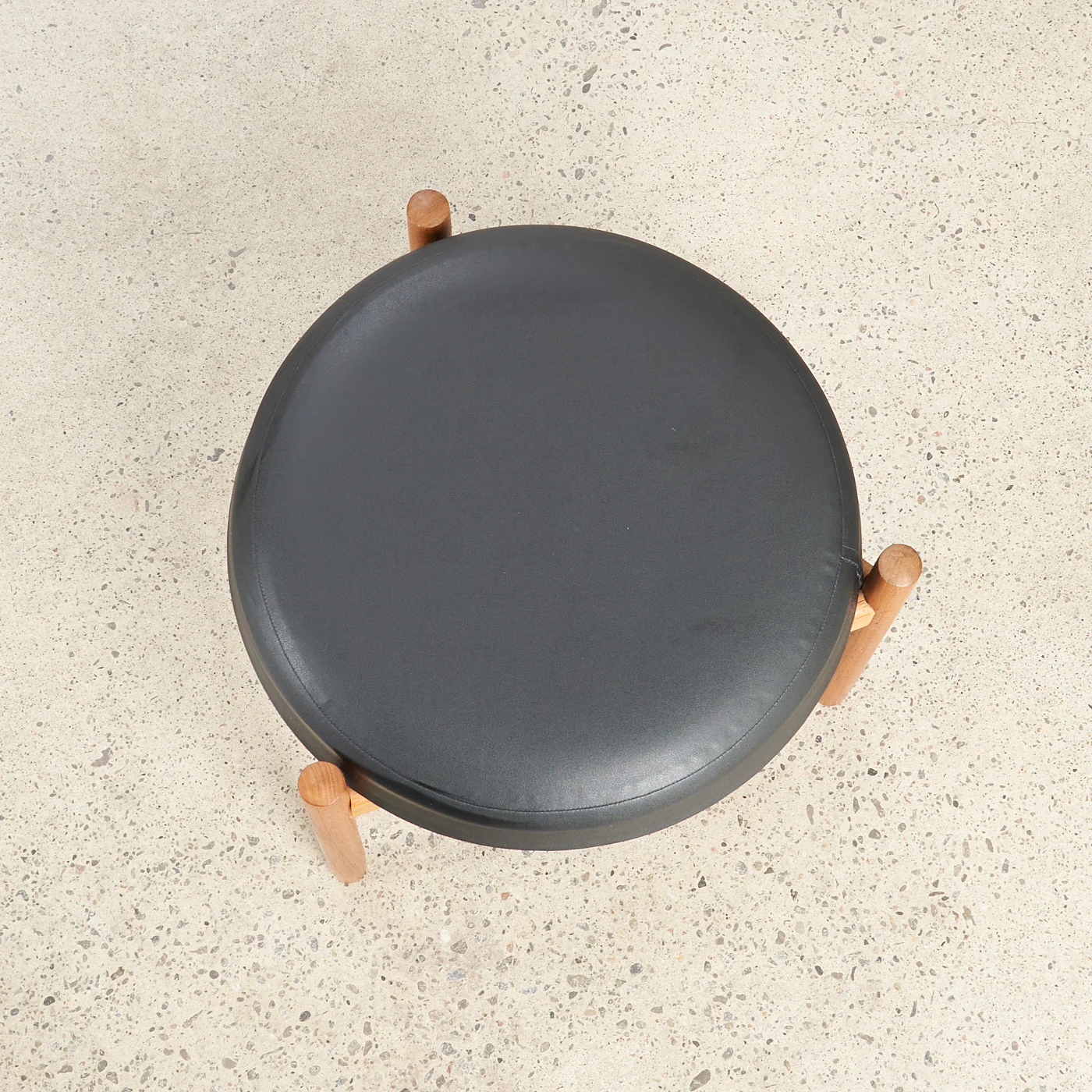 Teak & Vinyl Stool by Hugo Frandsen for Spøttrup Møbelfabrik, Denmark - Image 4