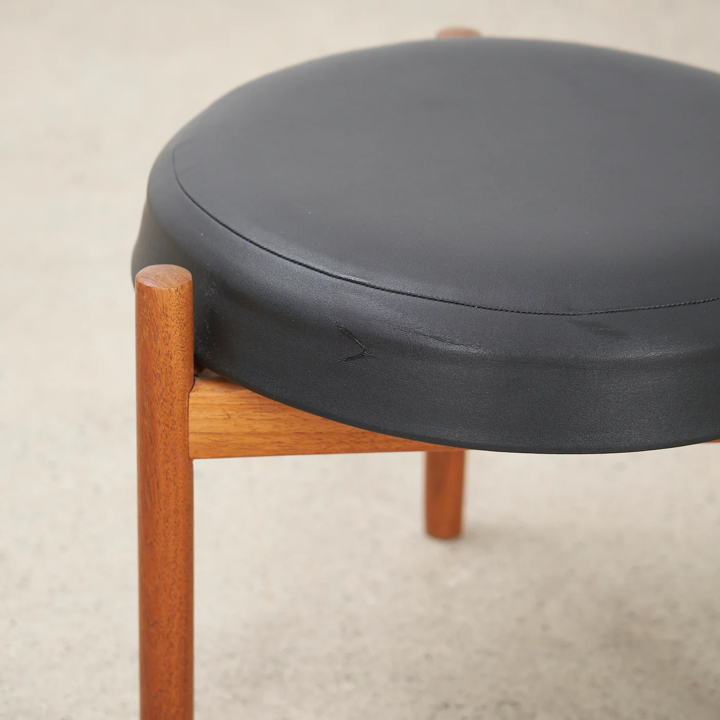 Teak & Vinyl Stool by Hugo Frandsen for Spøttrup Møbelfabrik, Denmark - Image 6