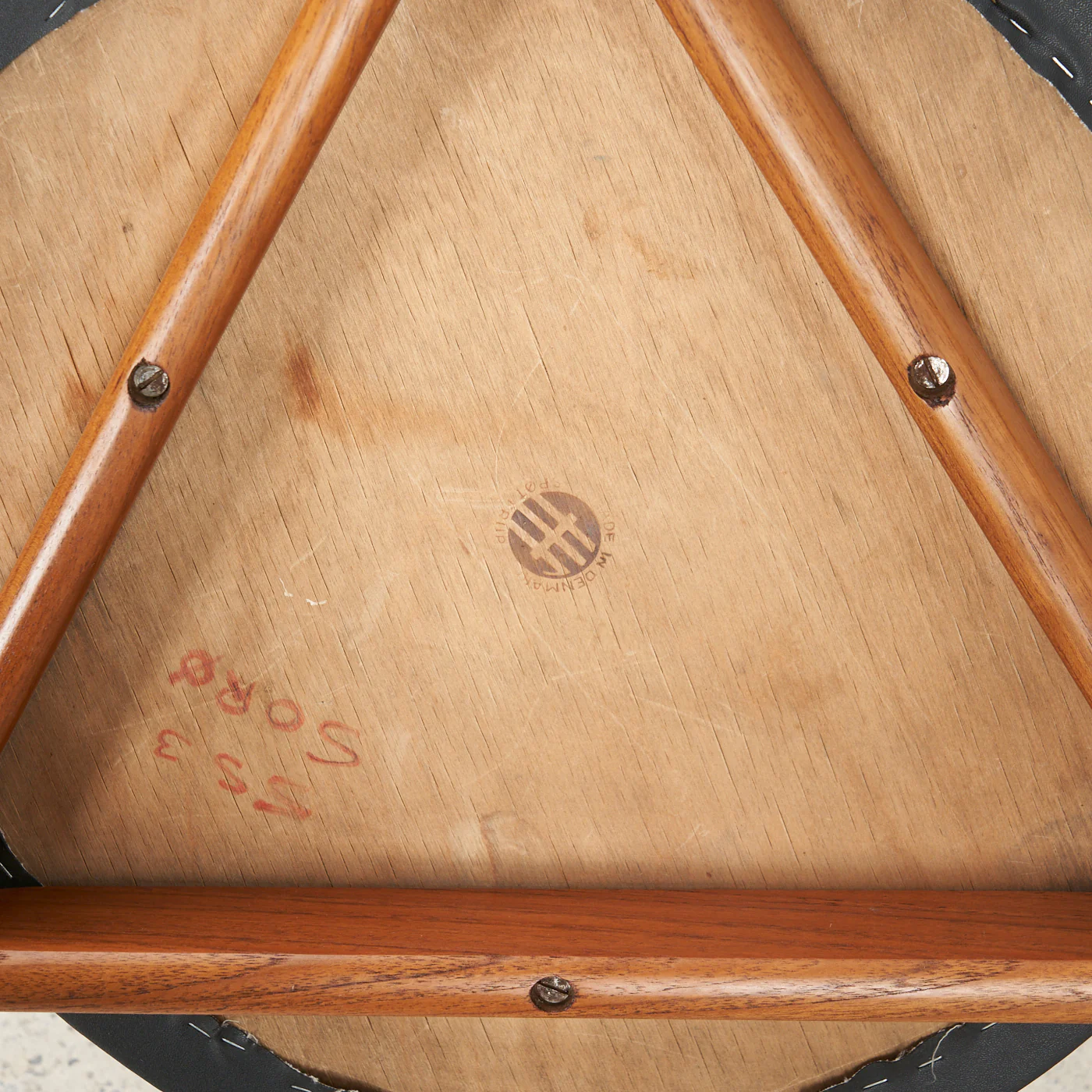 Teak & Vinyl Stool by Hugo Frandsen for Spøttrup Møbelfabrik, Denmark - Image 8