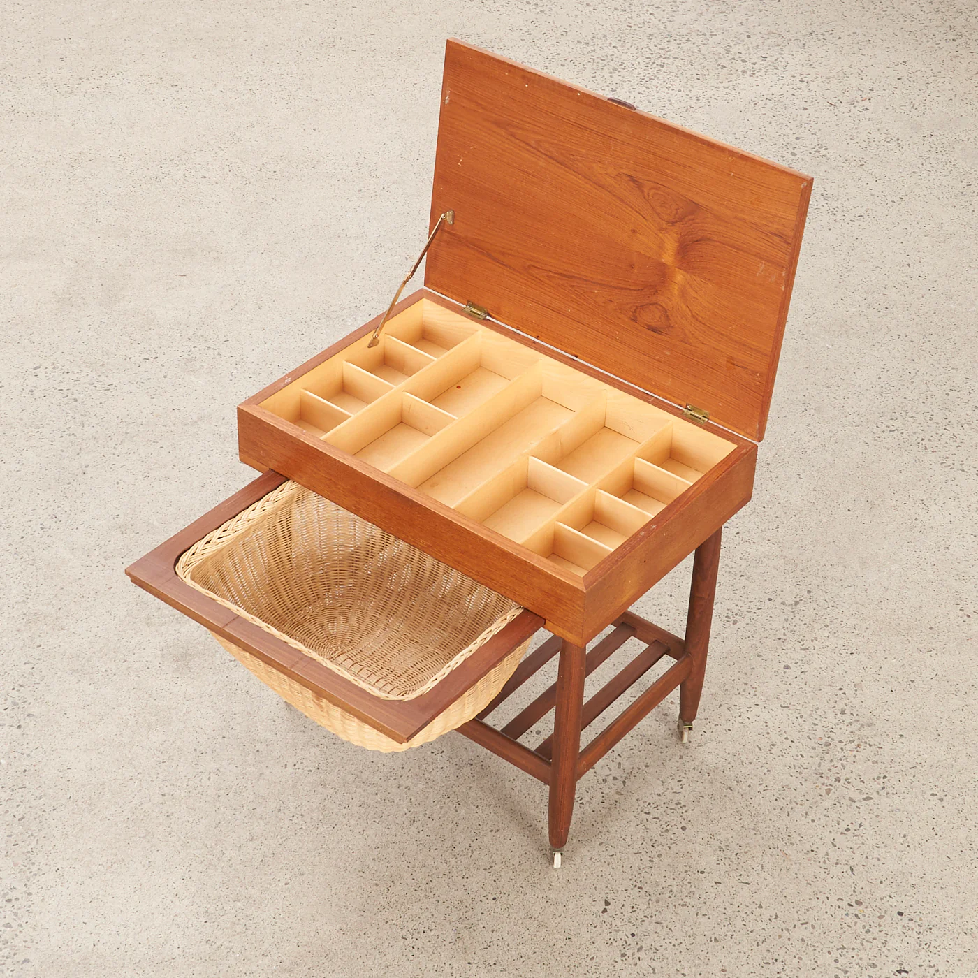 Teak & Walnut Sewing Cart by Ejvind Johannson for FDB Møbler, Denmark - Image 3