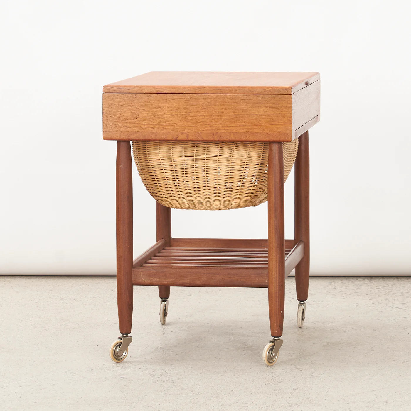Teak & Walnut Sewing Cart by Ejvind Johannson for FDB Møbler, Denmark - Image 4