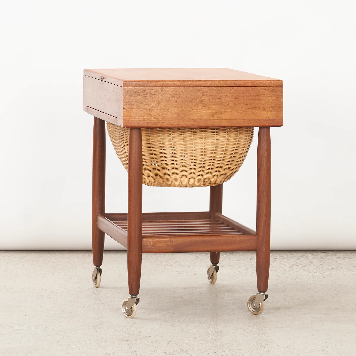 Teak & Walnut Sewing Cart by Ejvind Johannson for FDB Møbler, Denmark - Image 7