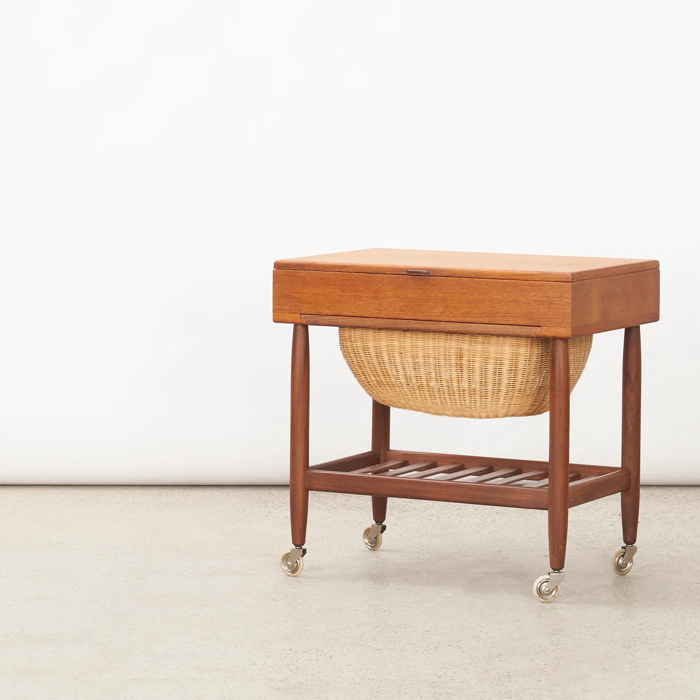 Teak & Walnut Sewing Cart by Ejvind Johannson for FDB Møbler, Denmark - Image 8