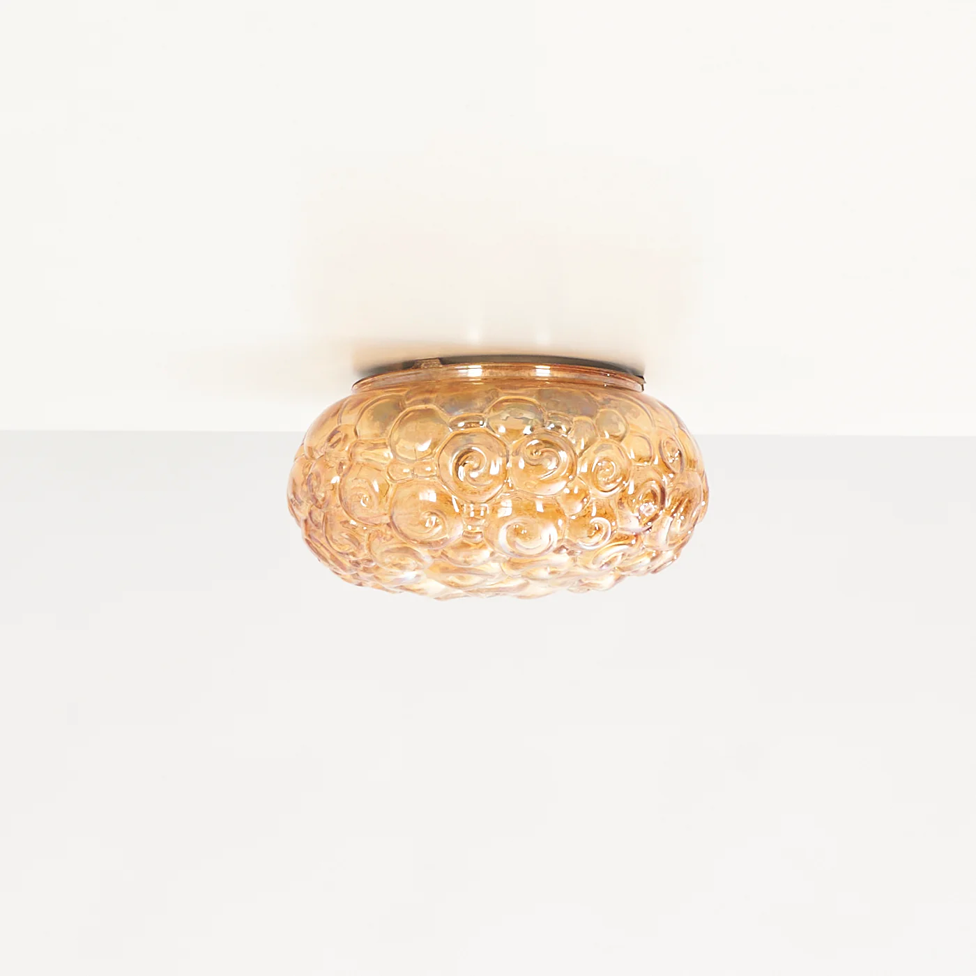 Textured Amber Glass Flush Mount Light