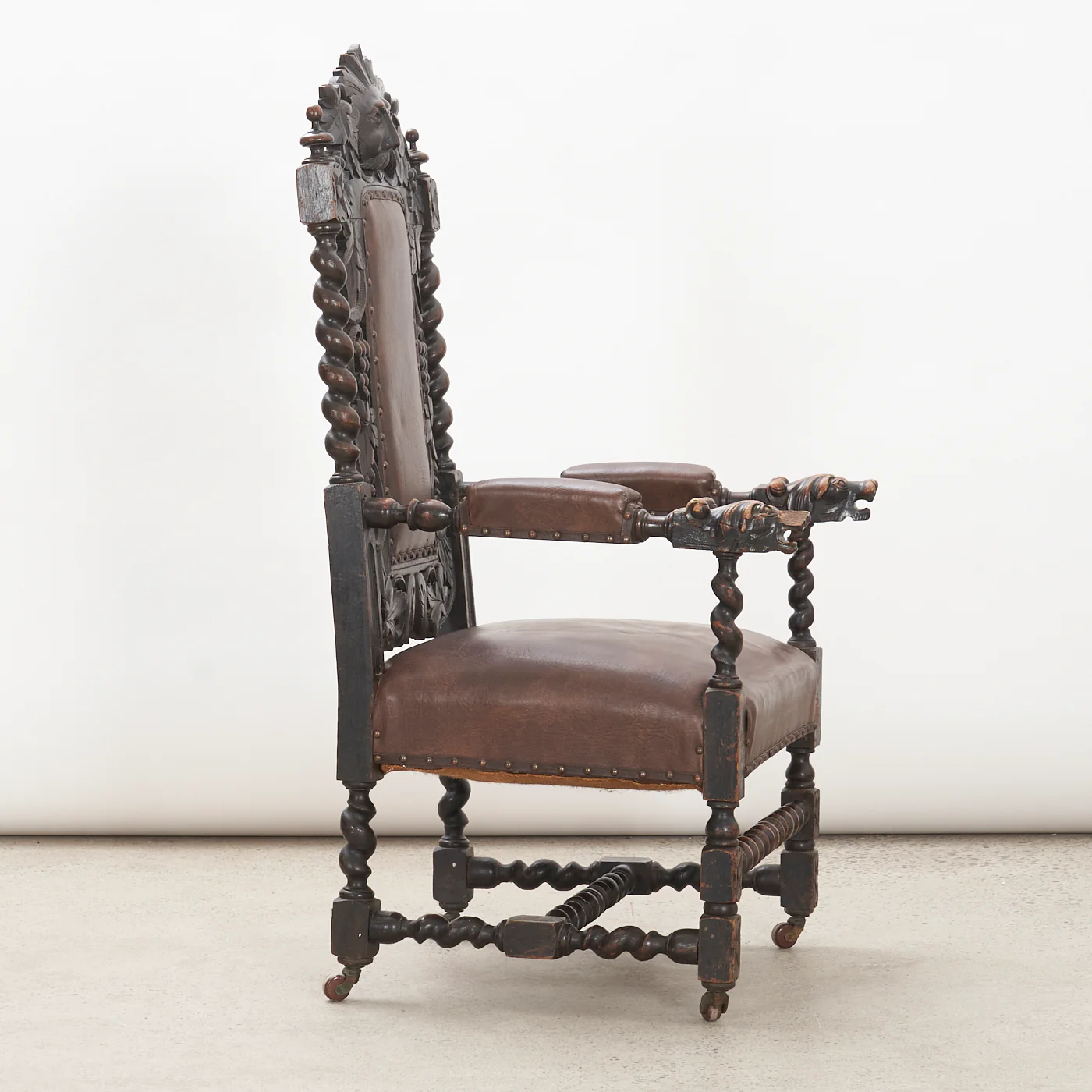 Vintage Carved Oak Armchair - Image 3
