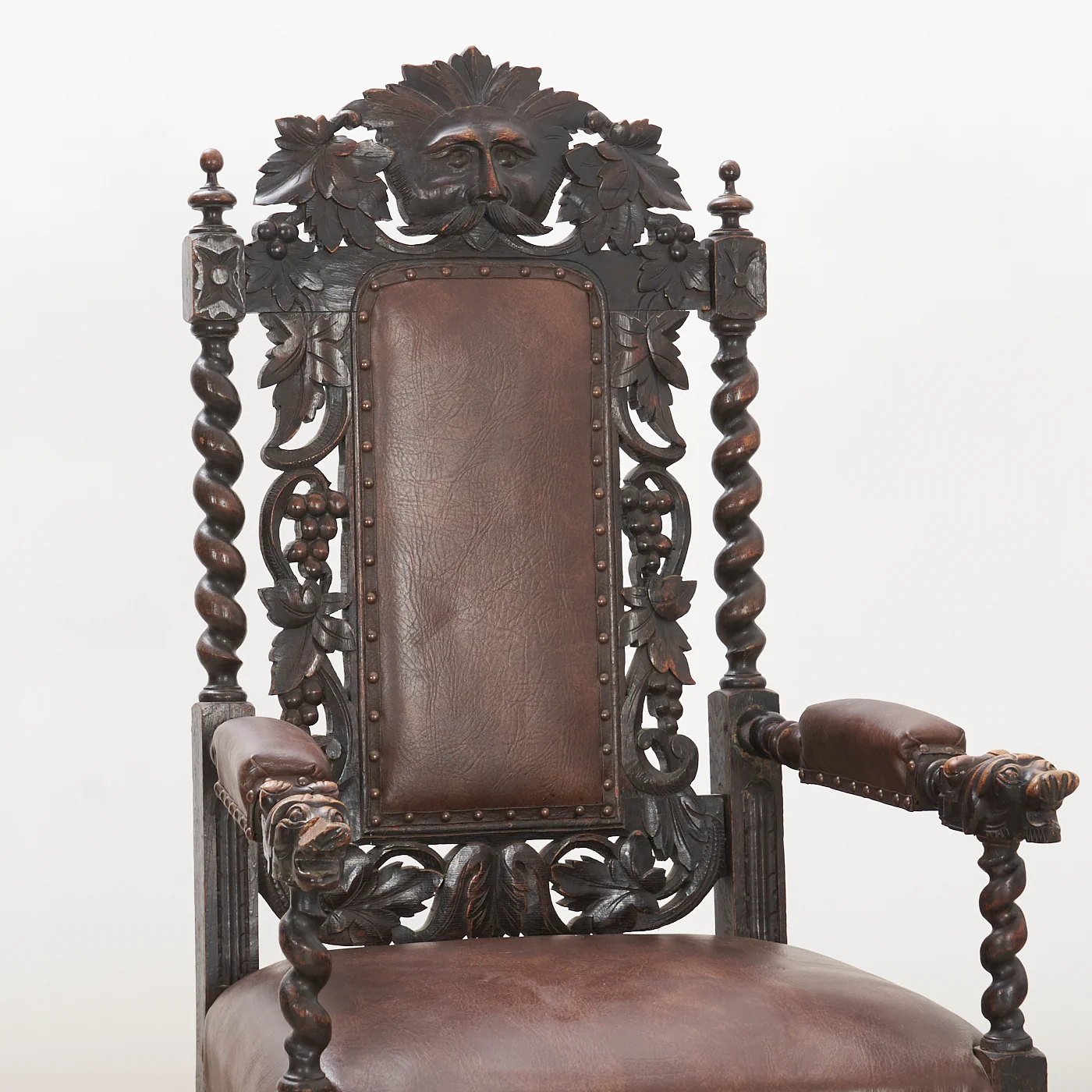 Vintage Carved Oak Armchair - Image 4