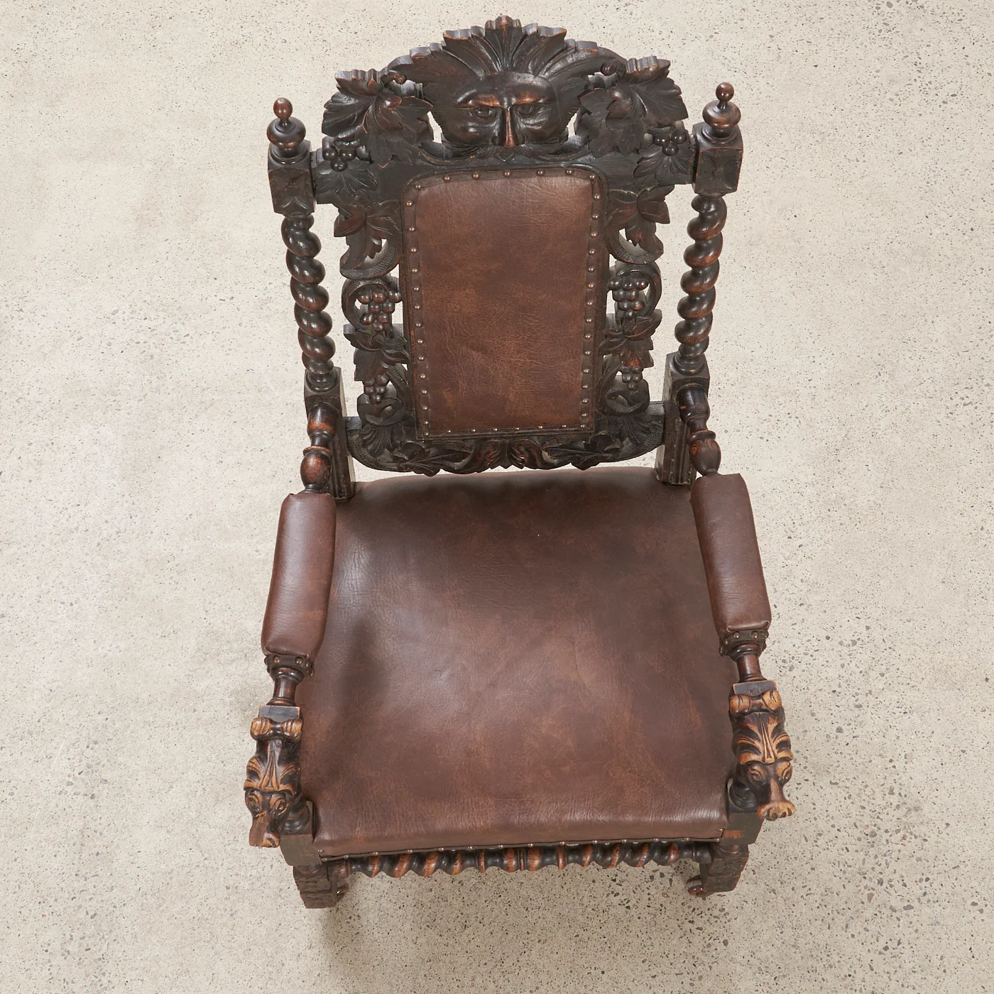 Vintage Carved Oak Armchair - Image 6