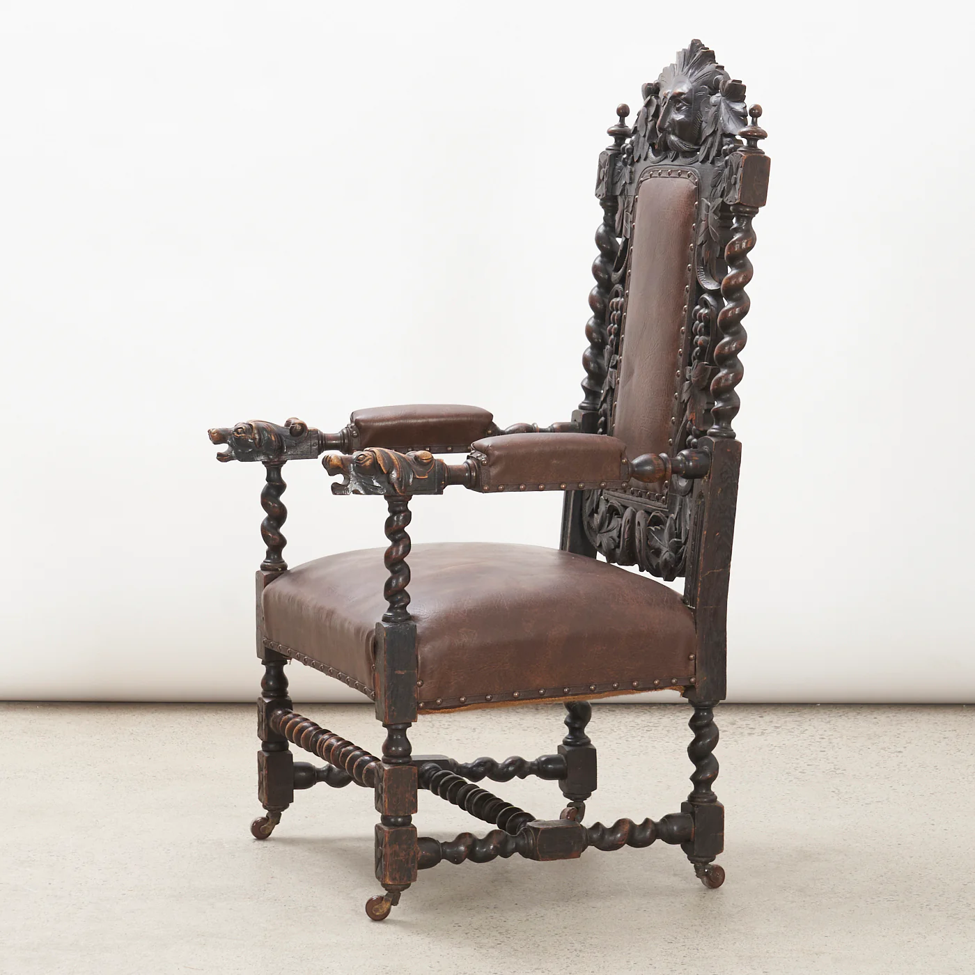 Vintage Carved Oak Armchair - Image 9