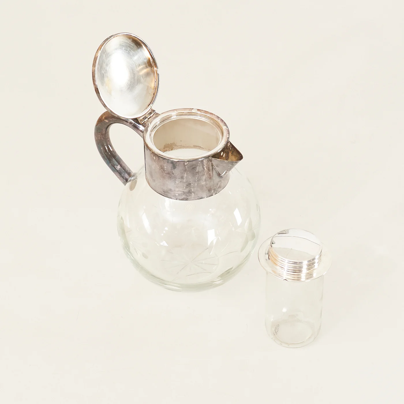 Etched Glass Pitcher w/ Ice Chamber, Germany - Image 2