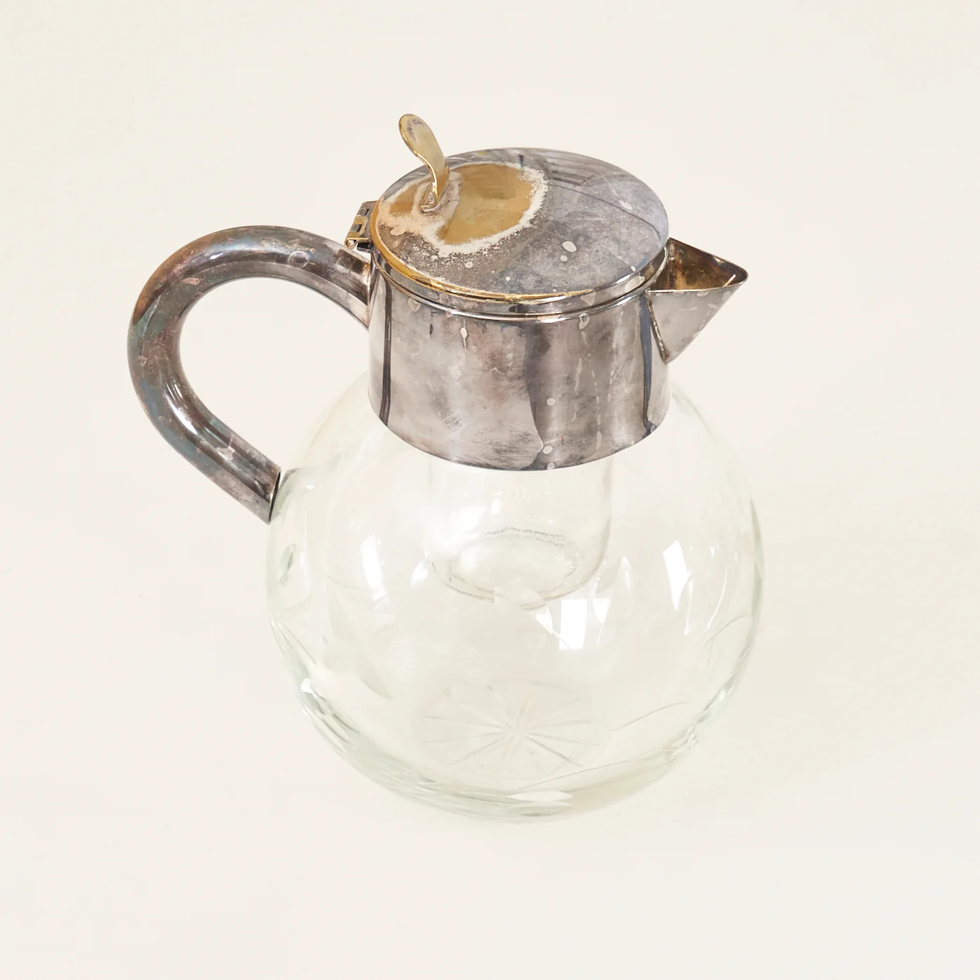 Etched Glass Pitcher w/ Ice Chamber, Germany - Image 3