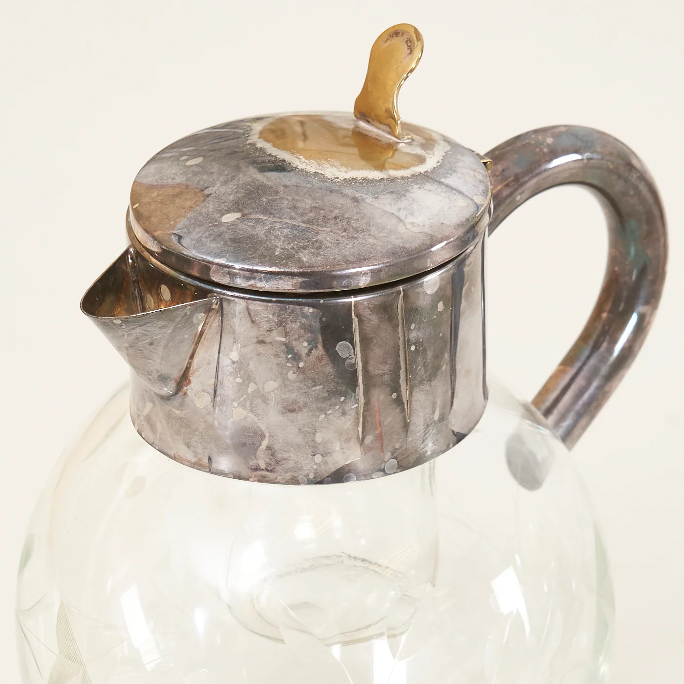 Etched Glass Pitcher w/ Ice Chamber, Germany - Image 8