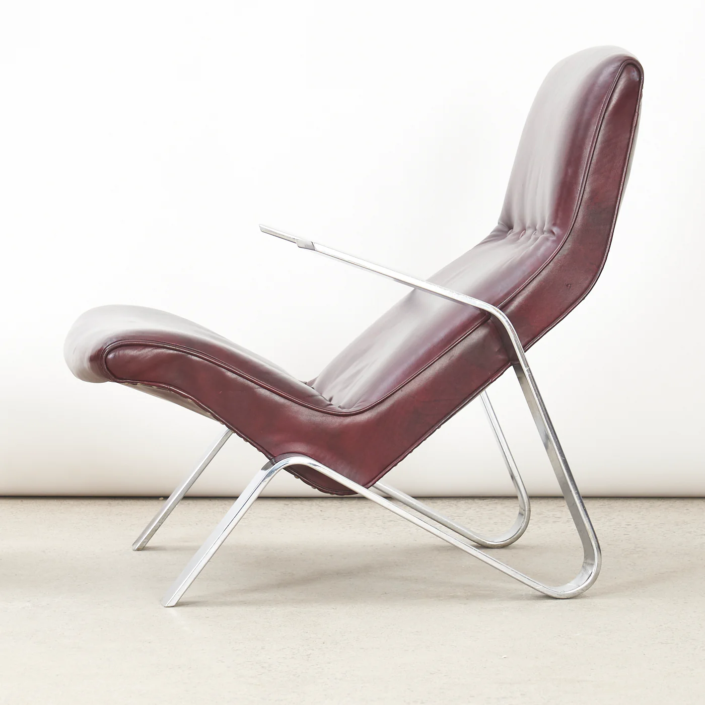 Vintage Vinyl & Chrome Grasshopper Style Lounge Chair - Image 11