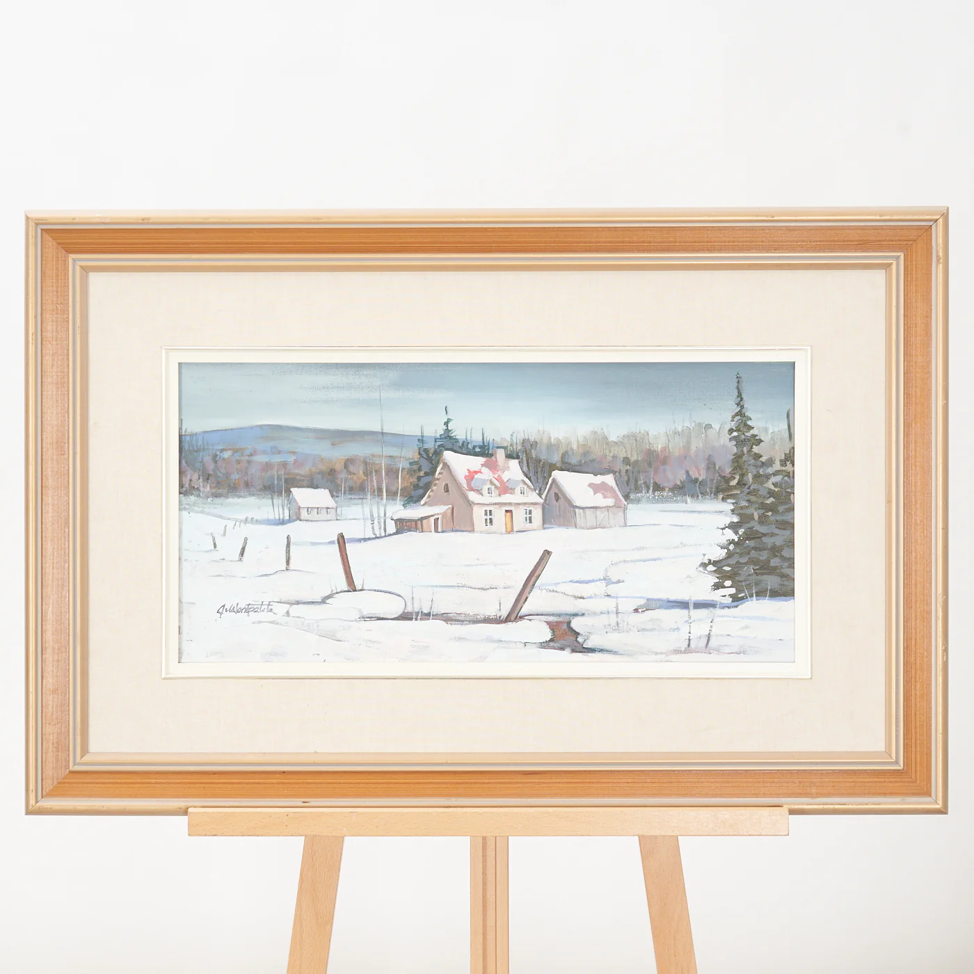 Winter Landscape Painting by J. Monpetit