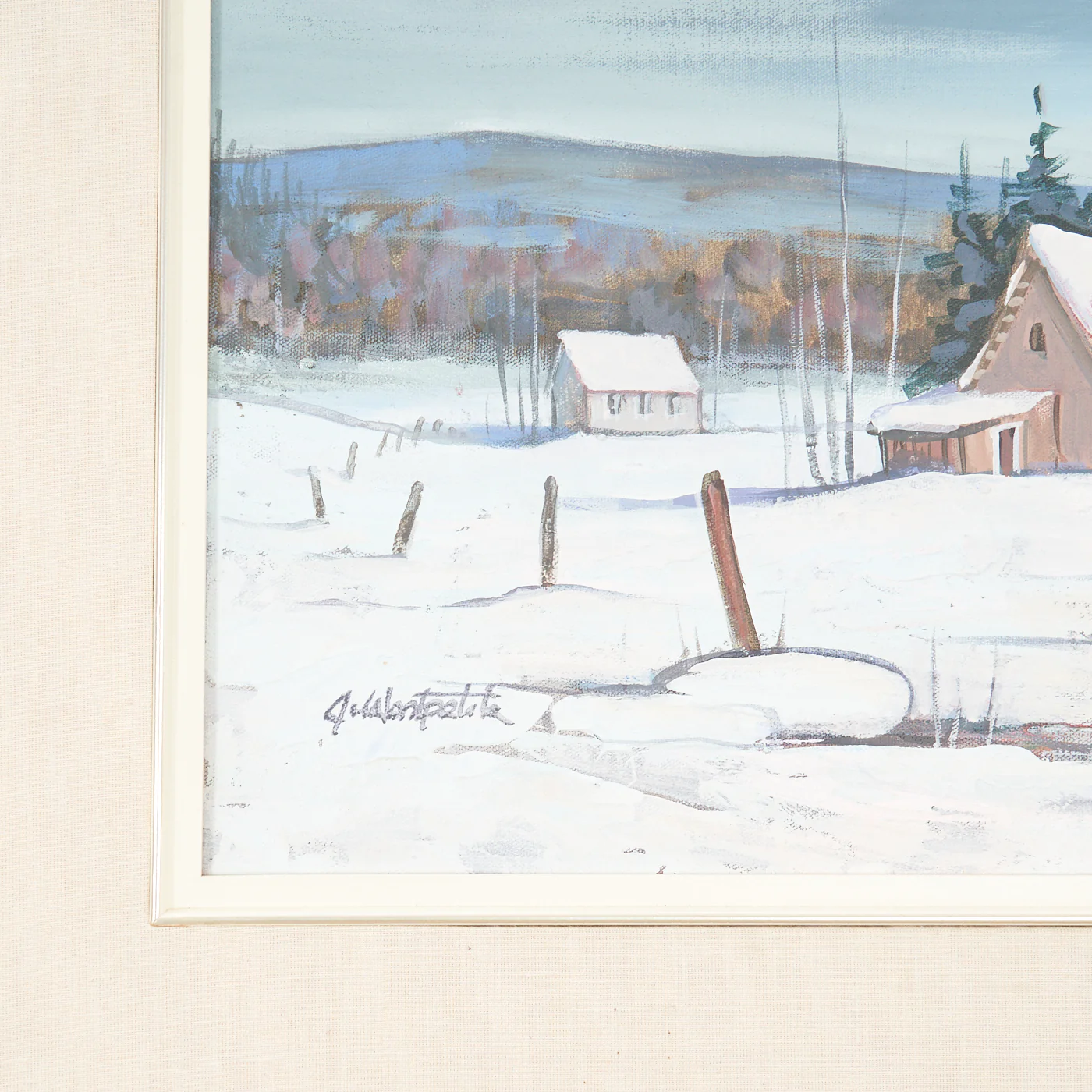 Winter Landscape Painting by J. Monpetit - Image 3